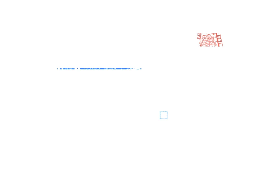 Only the differences between two drawing revisions: a new wall and door symbol in blue and a removed patch in red